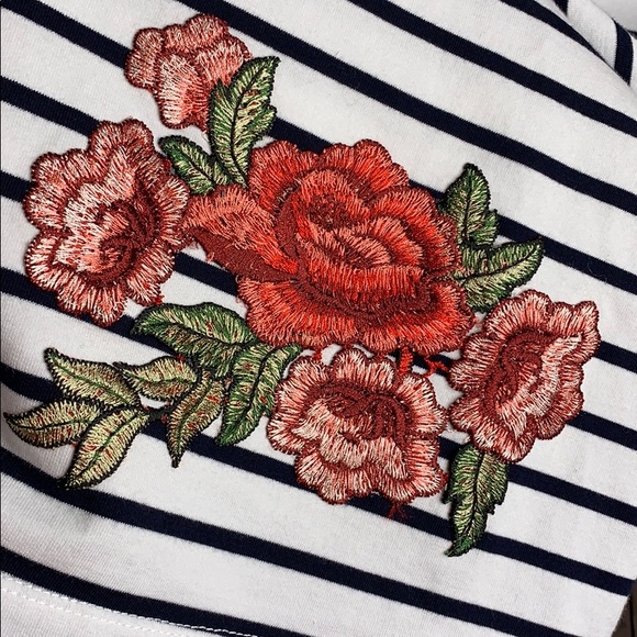 NWT Fever striped embroidered flower flare sleeve - Picture 8 of 11